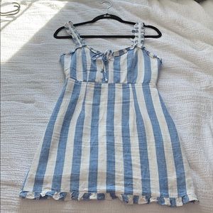 Striped ruffle hem dress